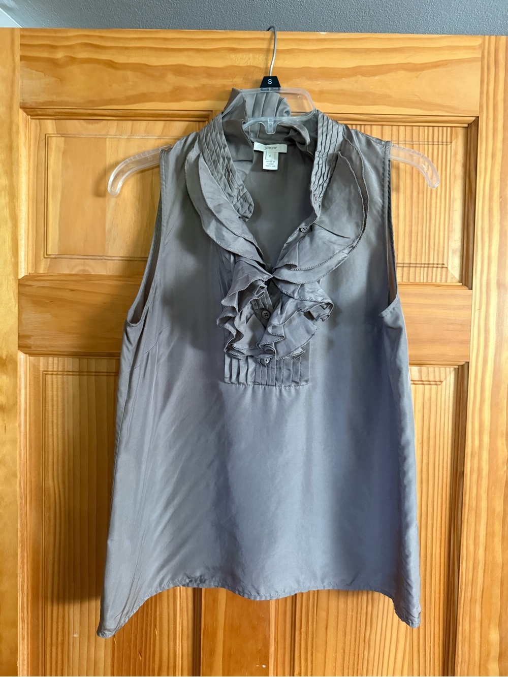 J. Crew Sleeveless Ruffle-Front Camisole - Gray